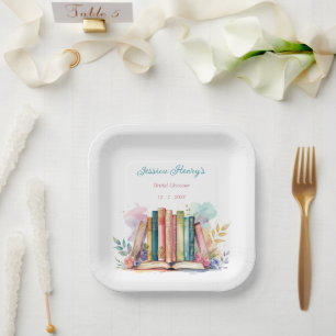 Whimsical Ein Neues Kapitel Buch Brautparty Pappteller