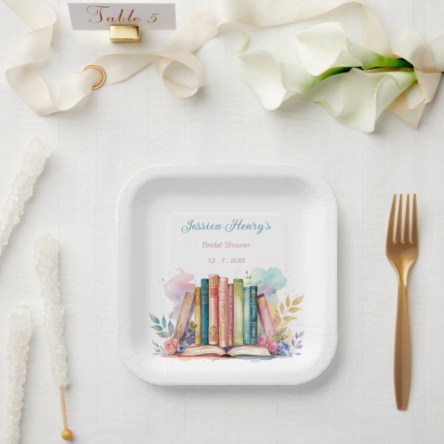 Whimsical Ein Neues Kapitel Buch Brautparty  Pappteller (Hochzeit)