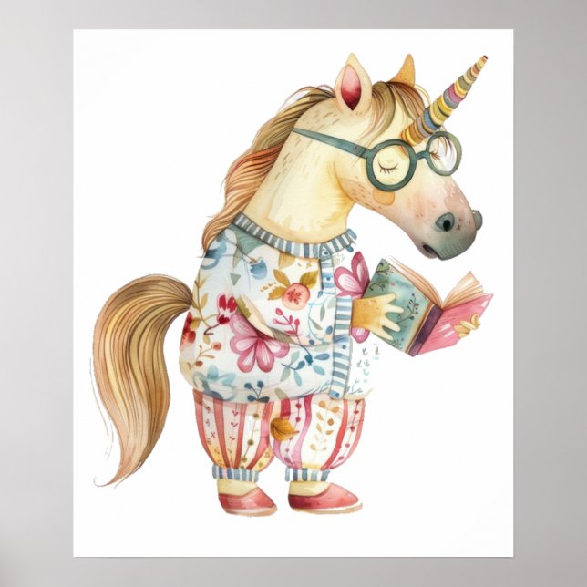 Whimsical Einhorn-Lesebuch Poster (Vorne)
