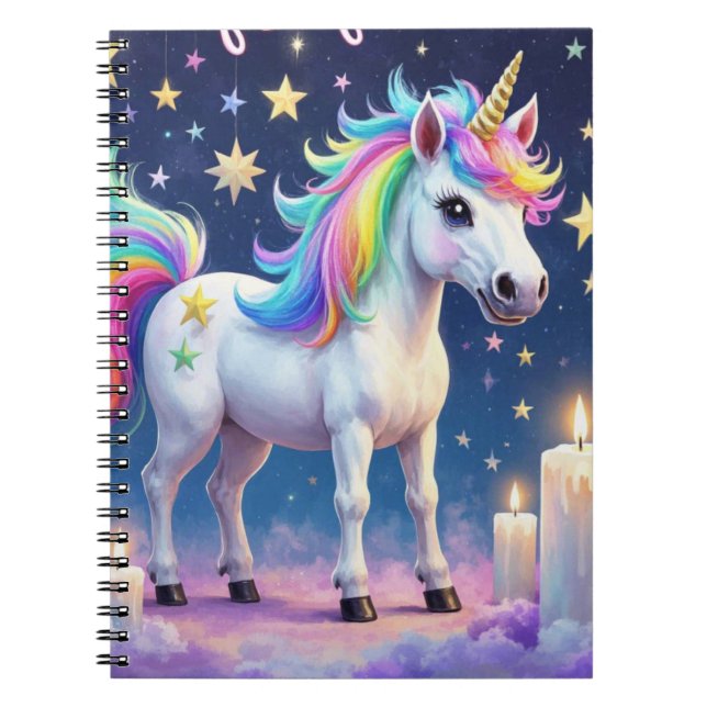 Whimsical Einhornheft mit Regenbogenstern Notizblock (Vorderseite)