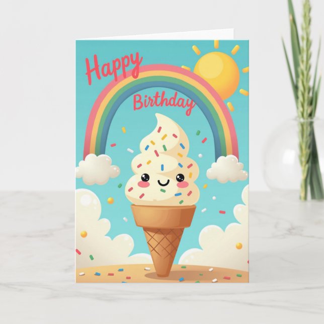 Whimsical-Eiscreme-Geburtstagskarte Karte (Vorderseite)