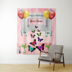 Whimsical Elegant Butterfets Schimmerly Hintergrun Wandteppich