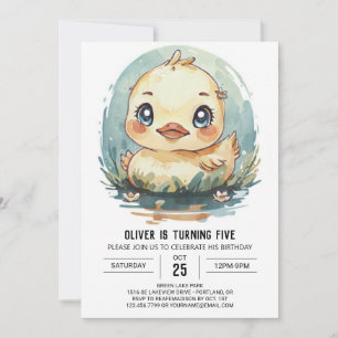Whimsical Elegant Duck Birthday Einladung