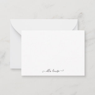 Whimsical Elegant Feminine Black Script Name Mitteilungskarte