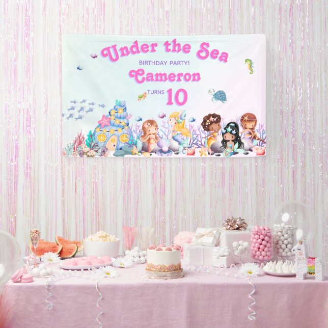 Whimsical & Elegant niedlich Kawaii Mermaid Geburt Banner (Party)