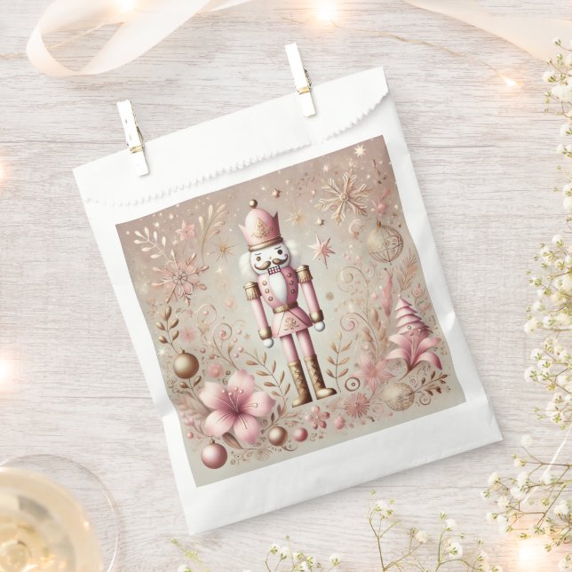 Whimsical Elegant Pink & Gold Pastel Nutcracker Geschenktütchen (Ausgeschnitten)