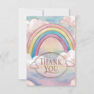 Whimsical Elegant Regenbogen und Wolken Dankeskarte
