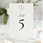 Whimsical Elegant Rococo Floral Crest Monogram Tischnummer<br><div class="desc">Whimsical Elegant Rococo Floral Crest Monogram Table Number</div>