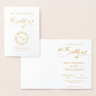 Whimsical Elegant Script Monogram Wedding Folienkarte