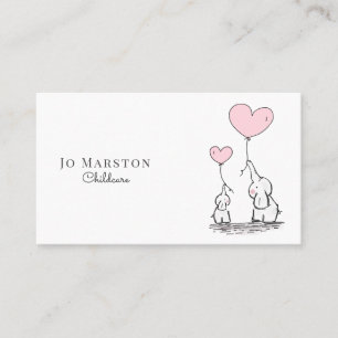 Whimsical Elephans Childcare Business Card Visitenkarte