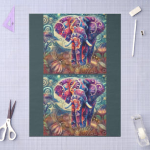 Whimsical Elephant bei der Dekoupage des Nachtstar Seidenpapier