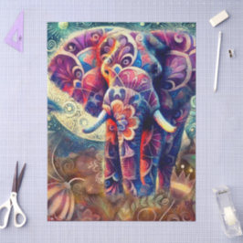 Whimsical Elephant bei der Dekoupage des Nachtstar Seidenpapier