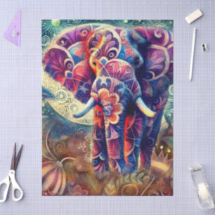 Whimsical Elephant bei der Dekoupage des Nachtstar Seidenpapier