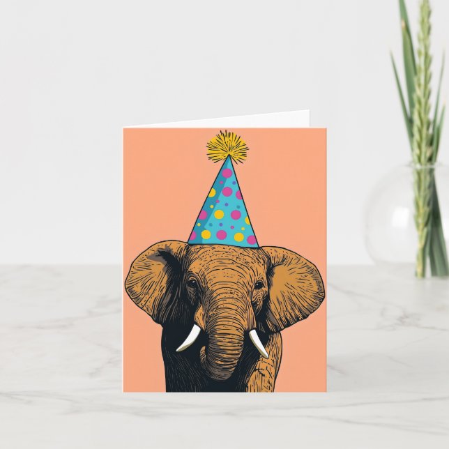 Whimsical Elephant Birthday Card - Fun Celebration Karte (Vorderseite)