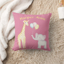 Whimsical Elephant & Giraffe Kinderzimmer Throw Ki