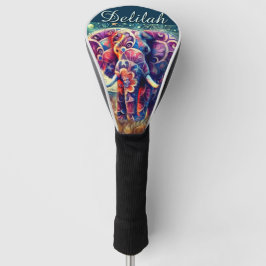 Whimsical Elephant Night Stars Moon Personalisiert Golf Headcover