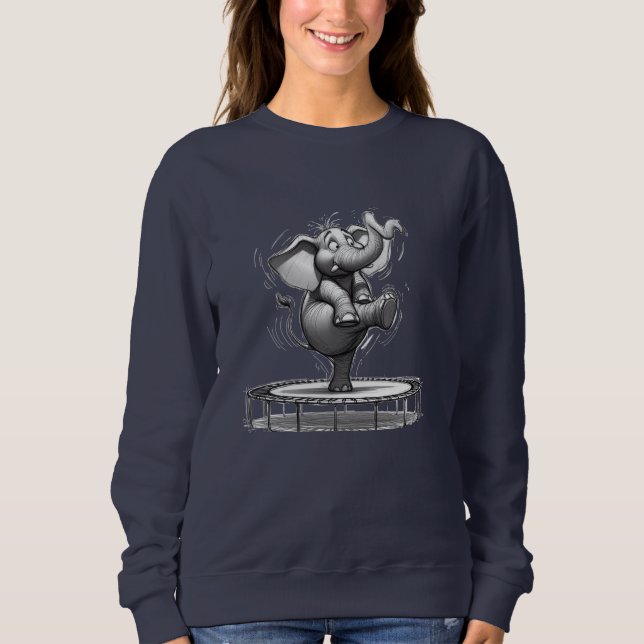 Whimsical Elephant on Trampoline – Cute Playful Sweatshirt (Vorderseite)