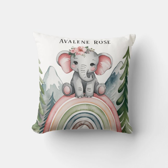 Whimsical Elephant Rainbow Baby Duft Kissen (Vorderseite)