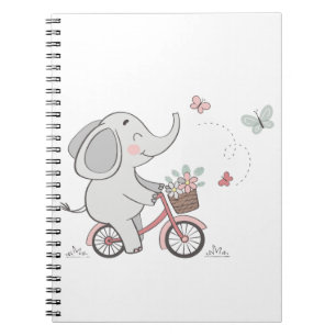 Whimsical Elephant Ride Bike - Kids Animal Design Notizblock