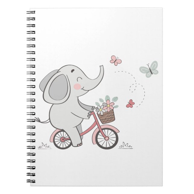 Whimsical Elephant Ride Bike - Kids Animal Design Notizblock (Vorderseite)