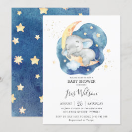 Whimsical Elephant Twinkle Star Baby Shower Boy Einladung