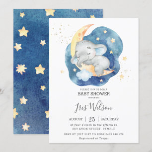 Whimsical Elephant Twinkle Star Baby Shower Boy Einladung