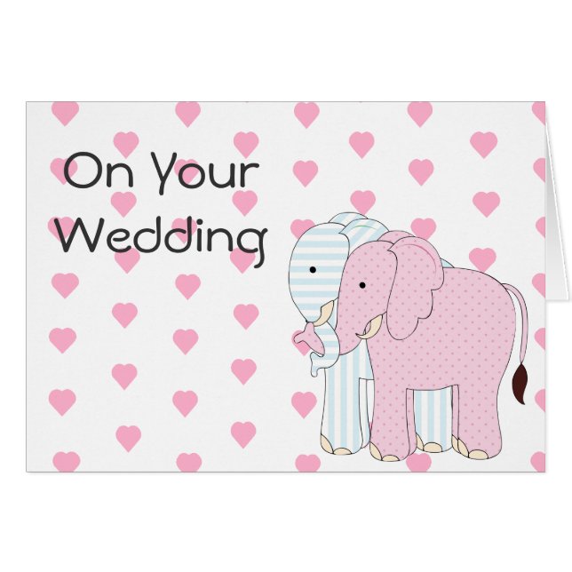 Whimsical Elephant Wedding Card (Vorderseite (Horizontal))