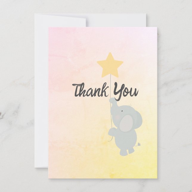 Whimsical Elephant Welcome Baby Dankeskarte (Vorderseite)