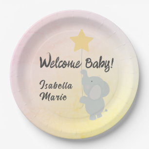 Whimsical Elephant Welcome Baby Pappteller