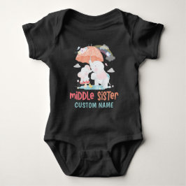 Whimsical Elephants Middle Sister Individuelle Nam Baby Strampler