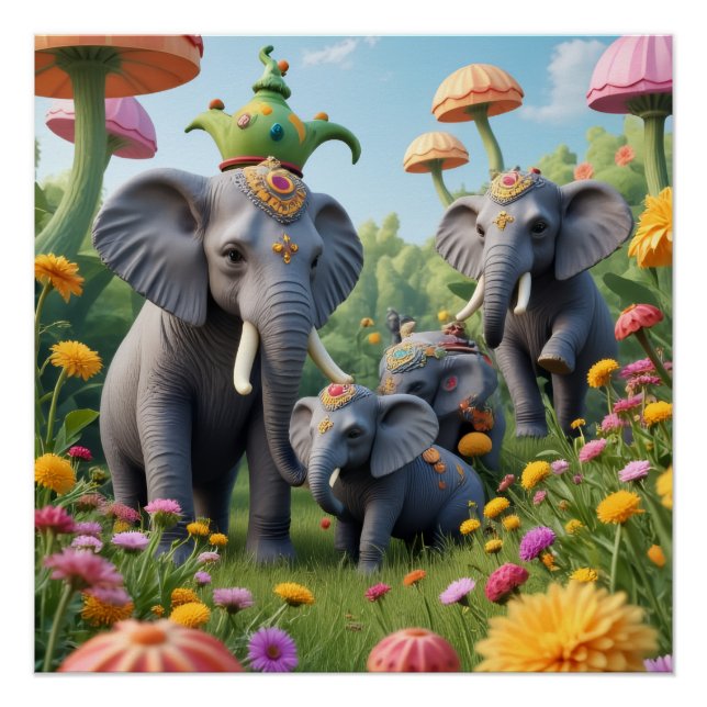 Whimsical Elephants Poster (Vorderseite)