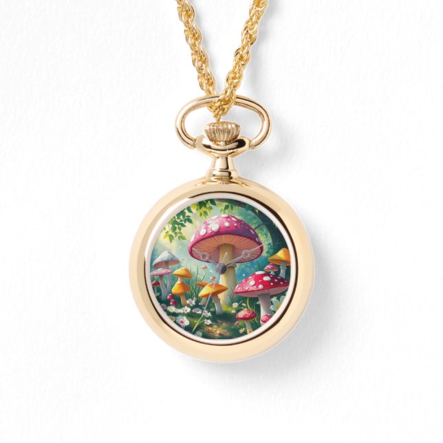 Whimsical Enchanted Forest Mushrooms eWatch Armbanduhr (Vorderseite)