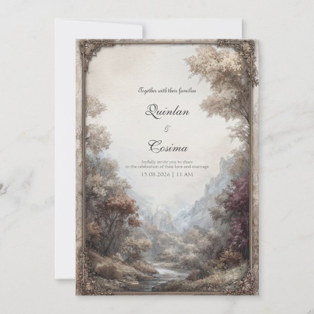 Whimsical Enchanted Forest Wedding Einladung (Vorderseite)