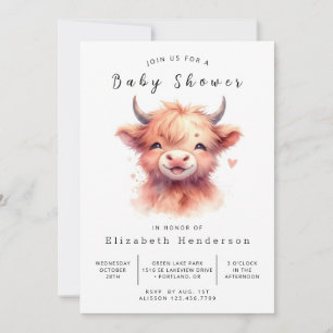 Whimsical Enchanted Fun Cow Baby Dusche Einladung