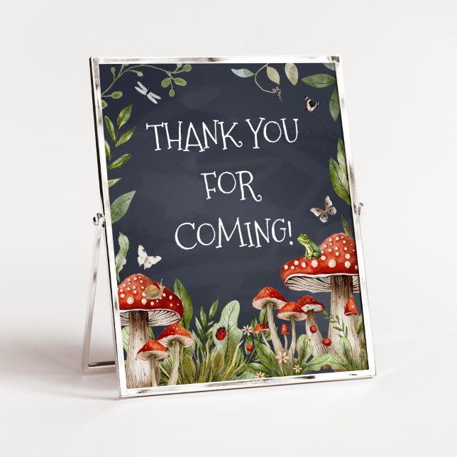 Whimsical Enchanted Mushroom Vielen Dank für Ihr K Poster (Rustic Mushroom Baby Shower Thank you for Coming Sign)