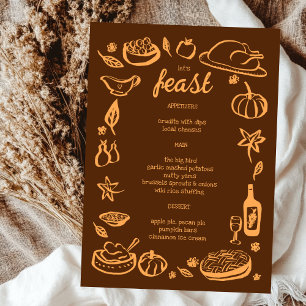 Whimsical Erntedank Friendsgiving HolidayCUSTOM Menükarte
