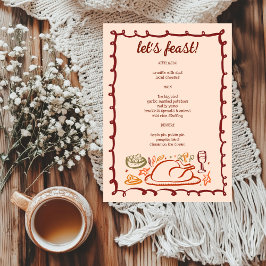Whimsical Erntedank Friendsgiving HolidayCUSTOM Menükarte