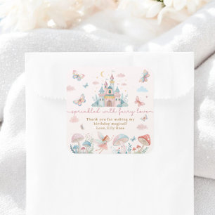 Whimsical Fairy 1. Geburtstag Vielen Dank Quadratischer Aufkleber