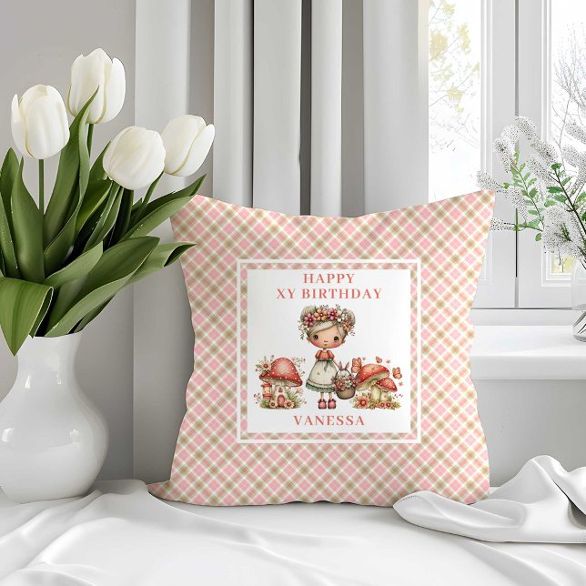 Whimsical Fairy 7. Geburtstag Rosa Kissen (Whimsical Fairy 7th Birthday Blush Pink Pillow)