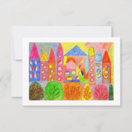 Whimsical Fairy Castle Town Holiday Response Card RSVP Karte