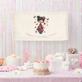 Whimsical Fairy Doll Retro Cute Birthday Banner