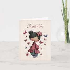 Whimsical Fairy Doll Retro Cute Dankeskarte