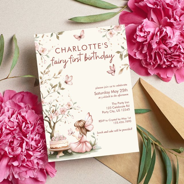 Whimsical Fairy erster Geburtstag Einladung (Von Creator hochgeladen)