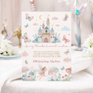 Whimsical Fairy Erster Geburtstag Pink Burg Kinder Dankeskarte