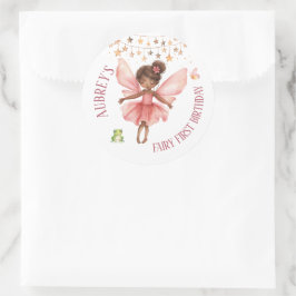 Whimsical Fairy erster Geburtstag Runder Aufkleber