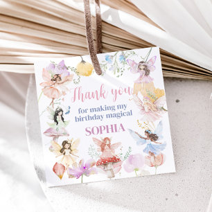 Whimsical Fairy First Birthday Party Square Geschenkanhänger
