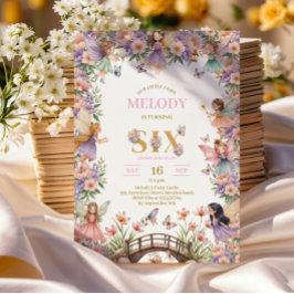 Whimsical Fairy flower 6th birthday Invitation Einladung