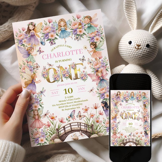 Whimsical fairy garden 1st birthday Invitation Einladung (Von Creator hochgeladen)