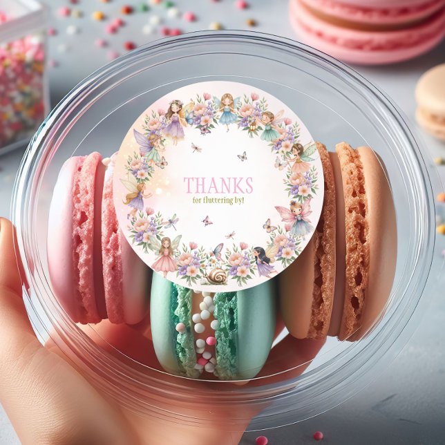 Whimsical fairy garden 1st birthday  runder aufkleber (Von Creator hochgeladen)