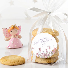 Whimsical Fairy Garden Baby Dusche Runder Aufkleber